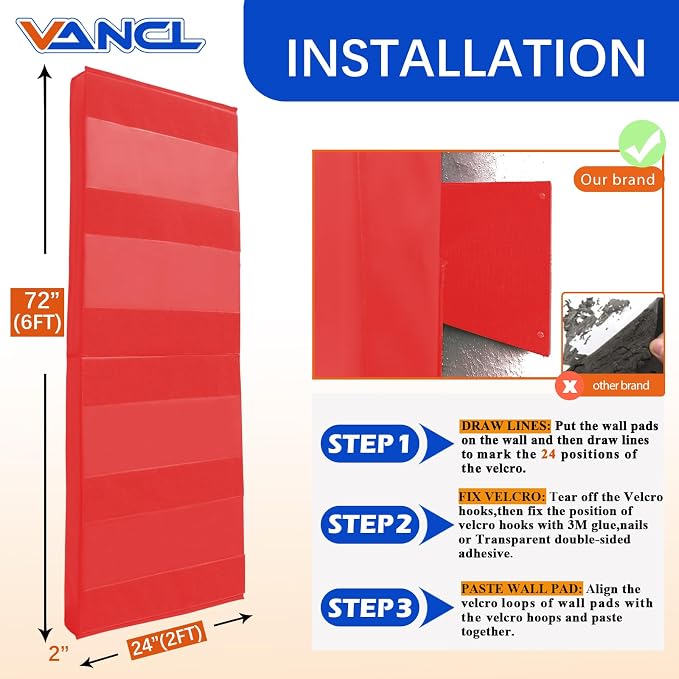Gym Padding Wall Pads for Gym Wall Mats Basketball Wall Padding 2" Thick Foam - Image 2