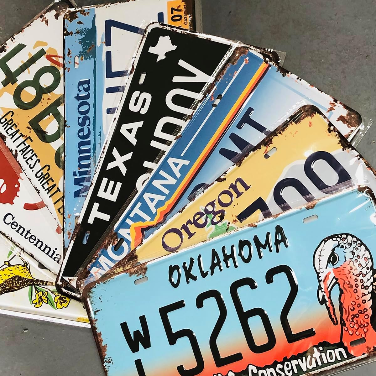 10 Pcs Assorted Replica Vintage Style License Plates, Embossed Novelty Metal Number Tags, Novelty Car Plates, 12x6