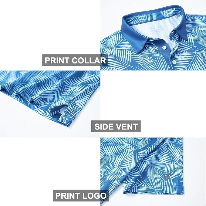 Golf Shirts for Men Dry Fit Short Sleeve Print Performance Moisture Wicking - Image 4