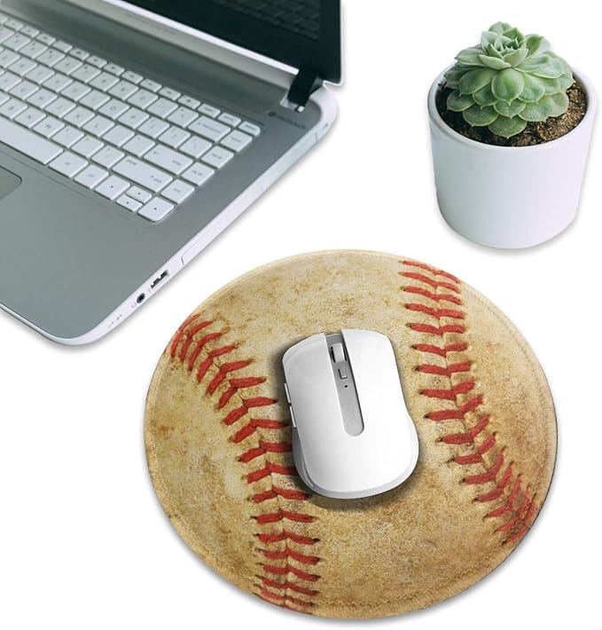 Vintage Worn Baseball Ball Round Mouse Pad, Small Gaming Mousepad - Image 7