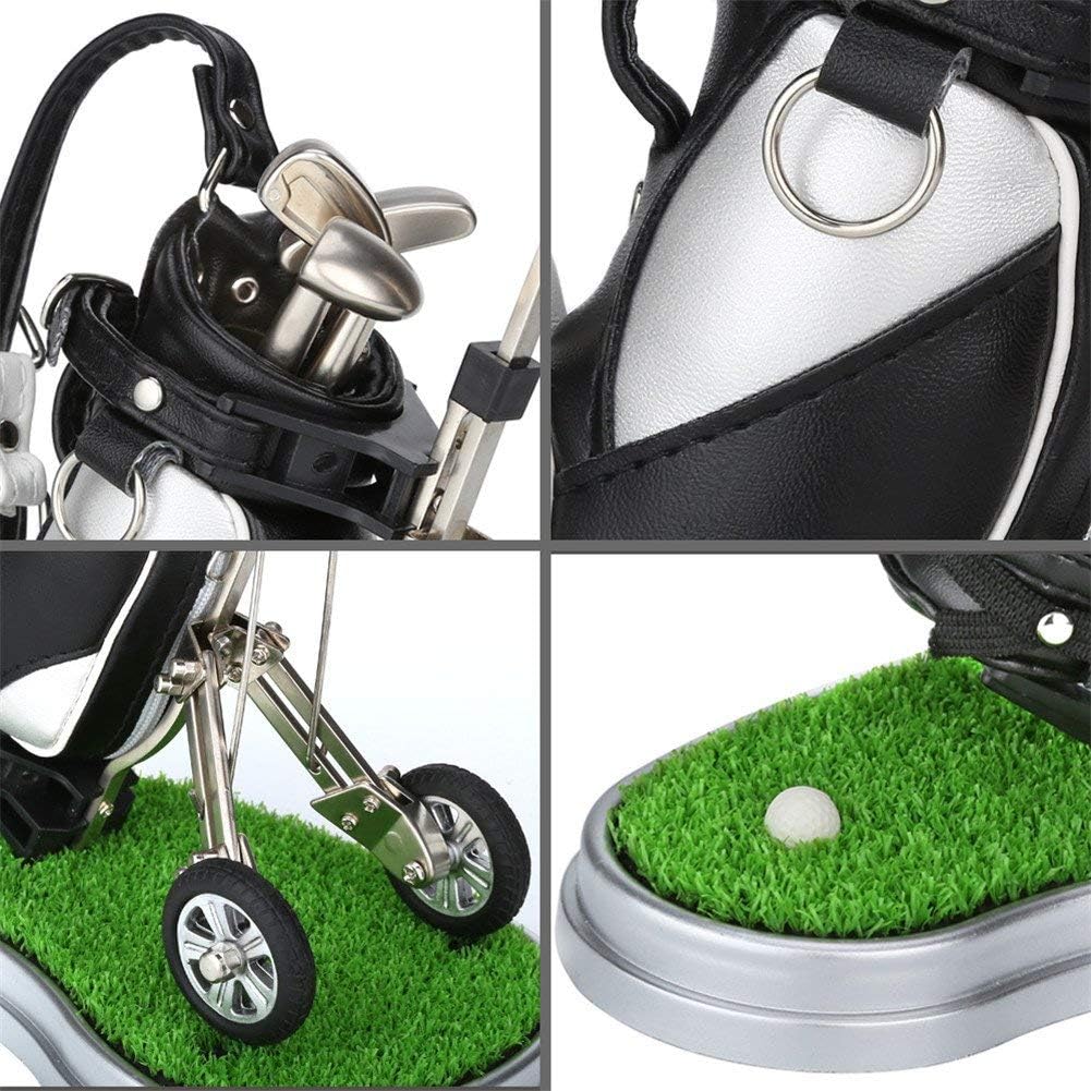 10L0L Golf Gifts for Christmas Day, Golf Pens with Golf Bag Holder & Pen Holder, Golf Souvenirs Gifts with 3 Pieces Golf Club Pens Office Desk Golf Bag Pencil Holder for Men Birthday