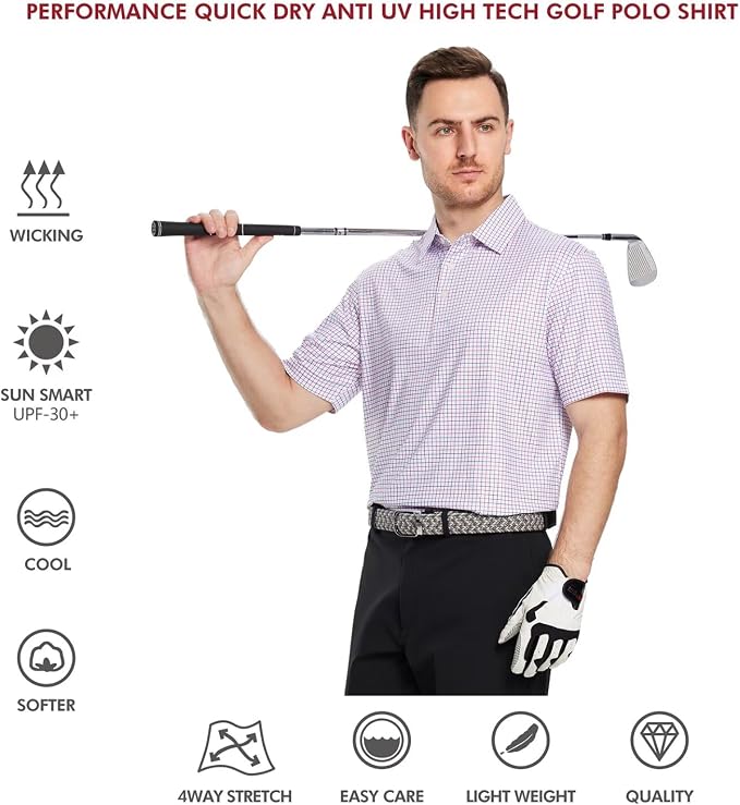 Golf Shirts for Men Dry Fit Short Sleeve Print Performance Moisture Wicking - Image 5