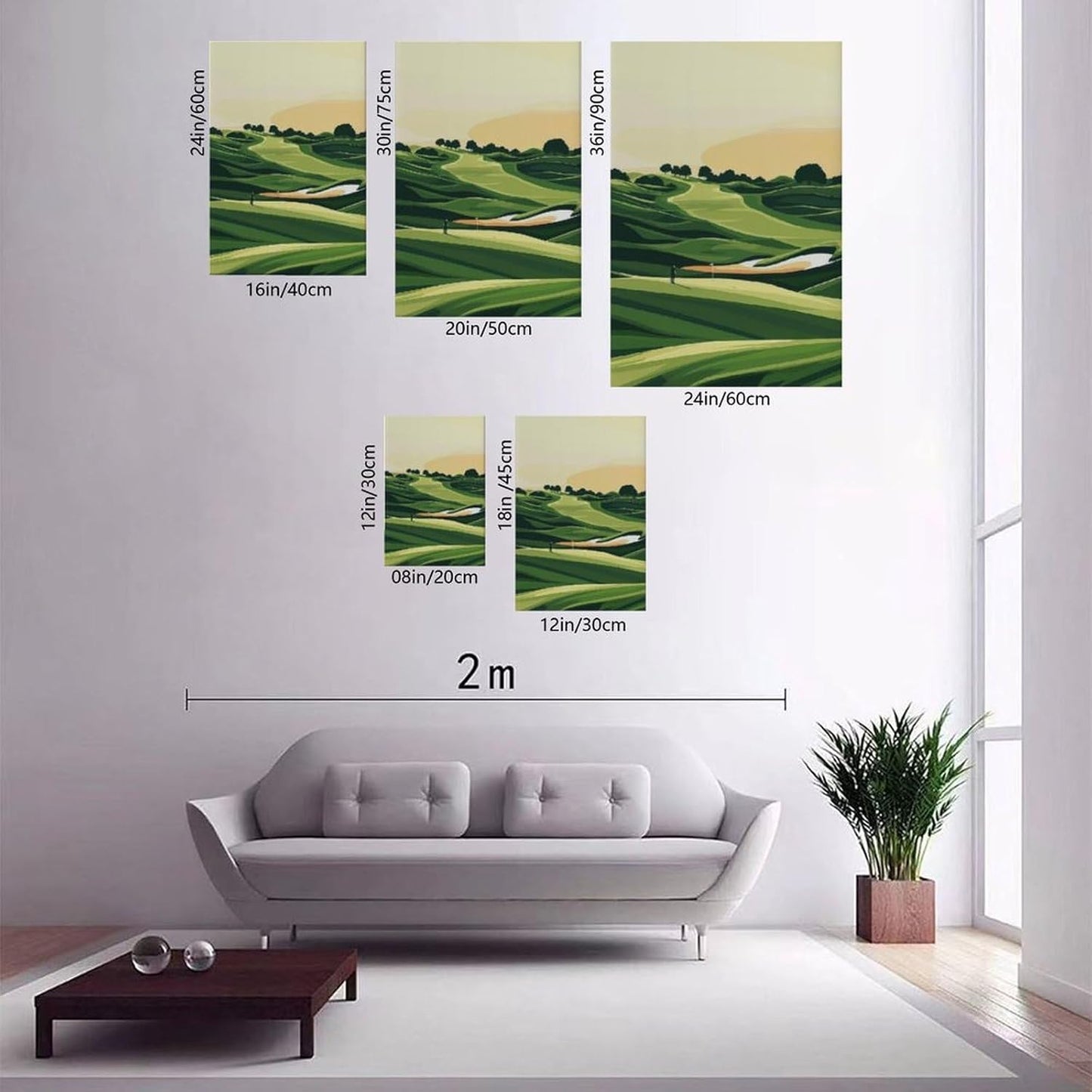 9W Golf Course Poster Green Scenery Decoration Wall Art for Office Living Room Unframe-style 24x36inch(60x90cm)