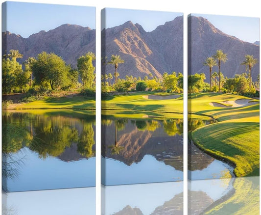 California Golf Course Wall Art Pictures USA Golf Course Wall Decor for Office Living Room Bedroom Home Decoraitons Framed Artwork Canvas Prints Ready to Hang(12''W x 24''H x3)