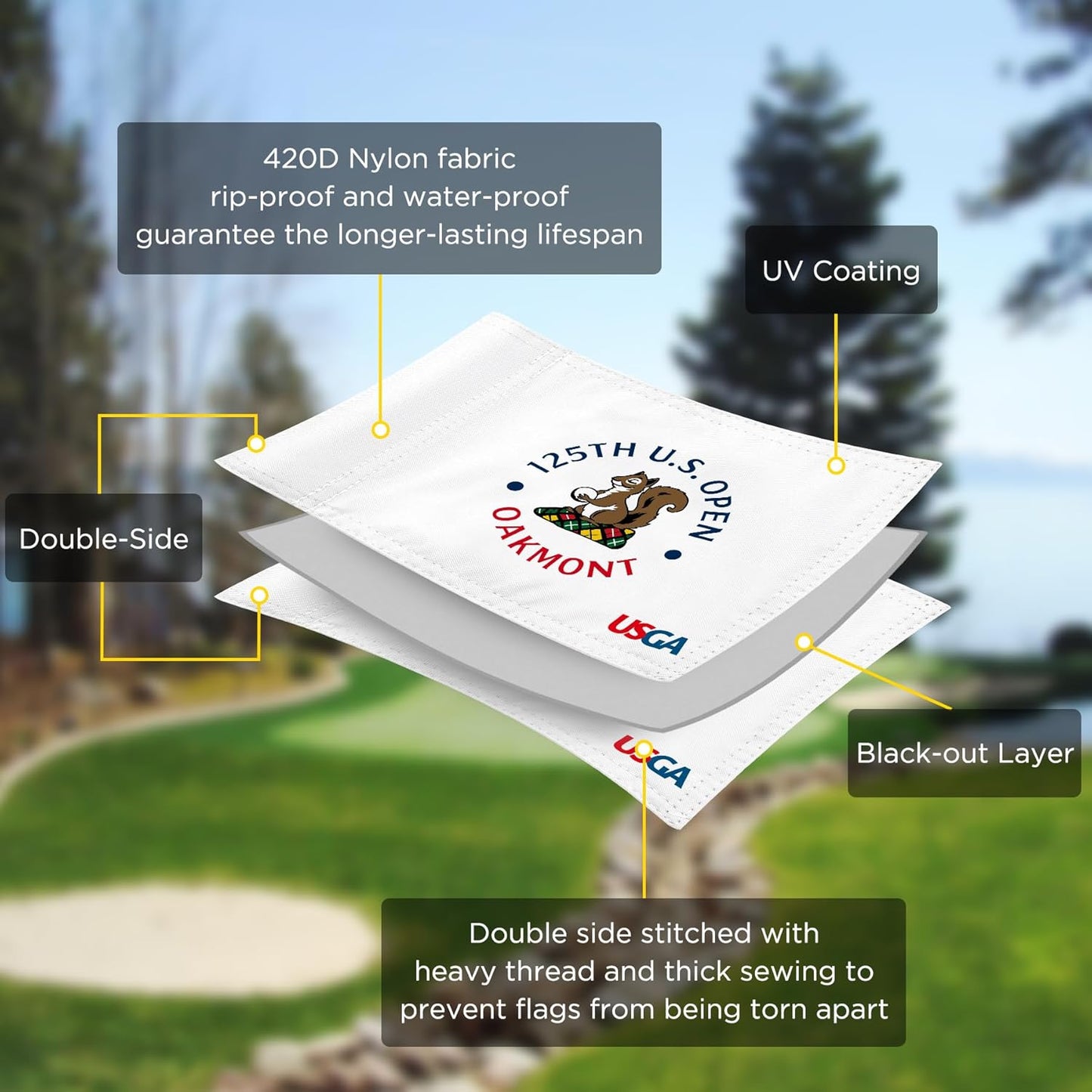 2025 Themed Mini Golf Flag, 8x6 Inch, Double-Sided Silk-Printed, Durable 420D Nylon, Ideal for Backyard Practice Putting Green