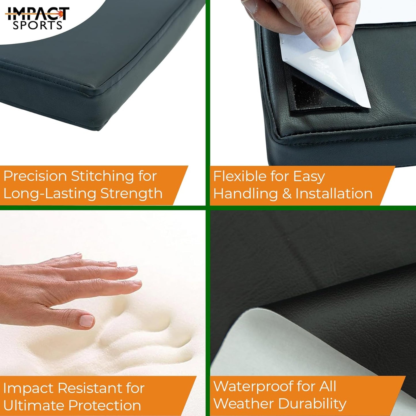 IMPACT SPORTS [12 Pack] Golf Wall Padding Golf Enclosure Padding [20"x20"x2"] Safety Padding Memory Foam with PU Leather Surface for Impact Protection