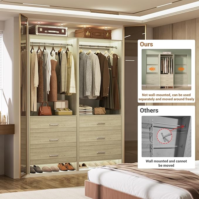 Aheaplus Closet System Closet Organizer, Wood Closet Organizer System, Walk-in - Image 2