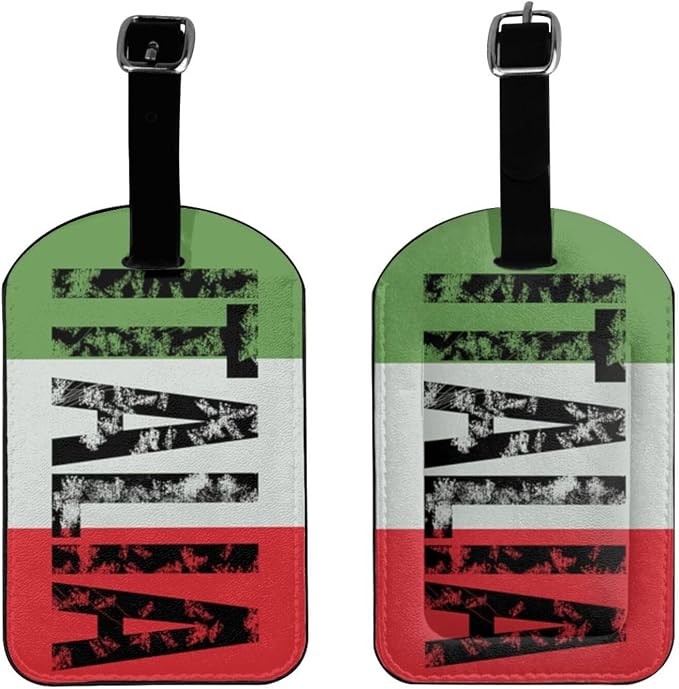 Retro Italia Flag Luggage Tag for Suitcases, Vintage Italian PU Leather Baggage - Image 2