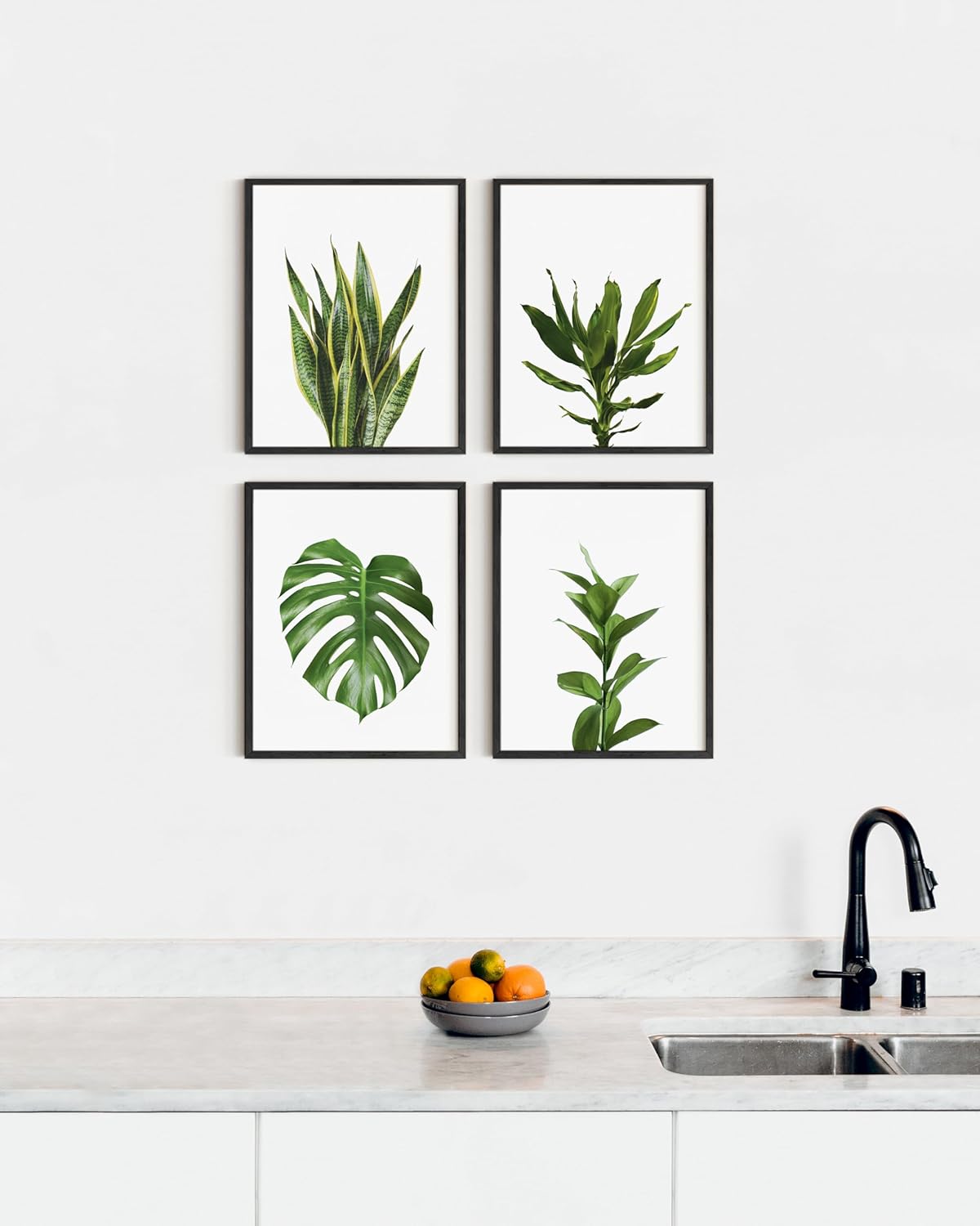 HAUS AND HUES Plant Wall Art - Set of 4 Botanical Prints, Sage Green Leaf Art, Minimalist Plant Pictures for Wall Decor (Unframed, 16x20)