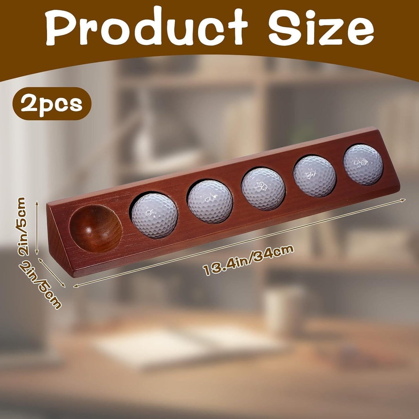 2 Pack Wooden Golf Ball Display Case 6 Standard Size Wall Mount Golf Ball Stand Holder Display for Collector Sport Memorabilia Accessories Gift