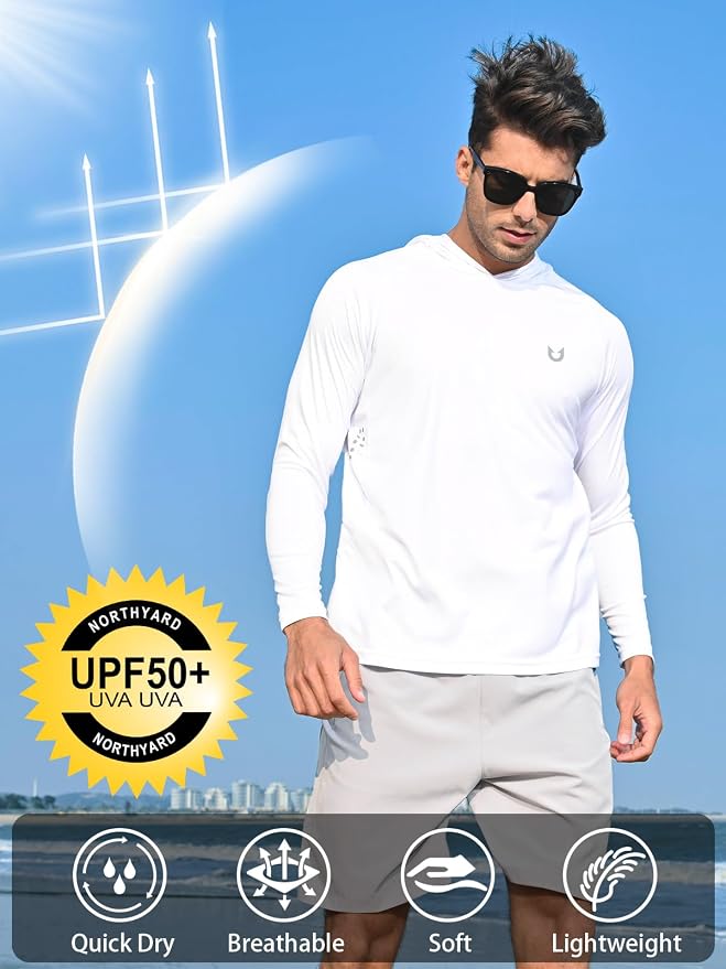 NORTHYARD Men's UPF 50+ Hoodie Shirts Long Sleeve Sun Protection Fishing Swim - Image 2