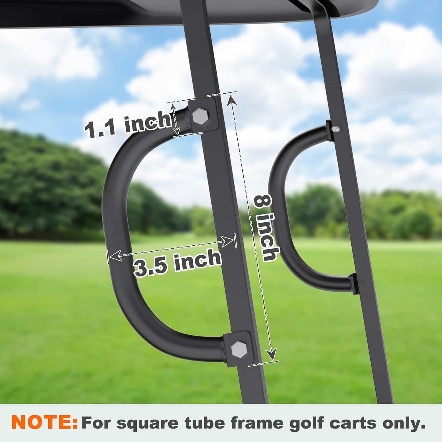 10L0L Universal Golf Cart Grab Handle Roof Struts Handle Universal Compatible with EZGO/Club Car/Yamaha Square Tube Vehicles, Easy Installation, Set of 2