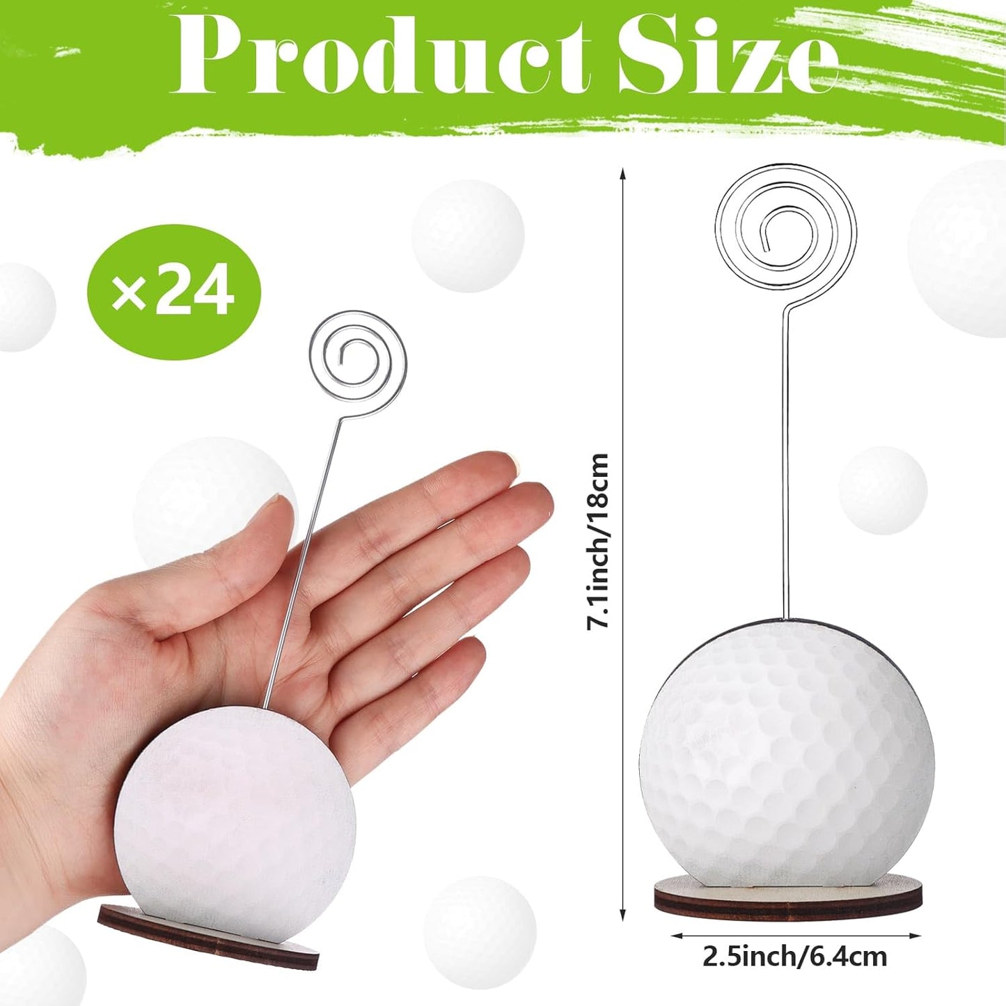 24 Pcs Golf Ball Base Memo Clip Holder Metal Wire Table Number Card Place Holders Stand Note Paper Clip Name Place Card Golf Centerpieces for Picture Note Card Menu Wedding Party Office