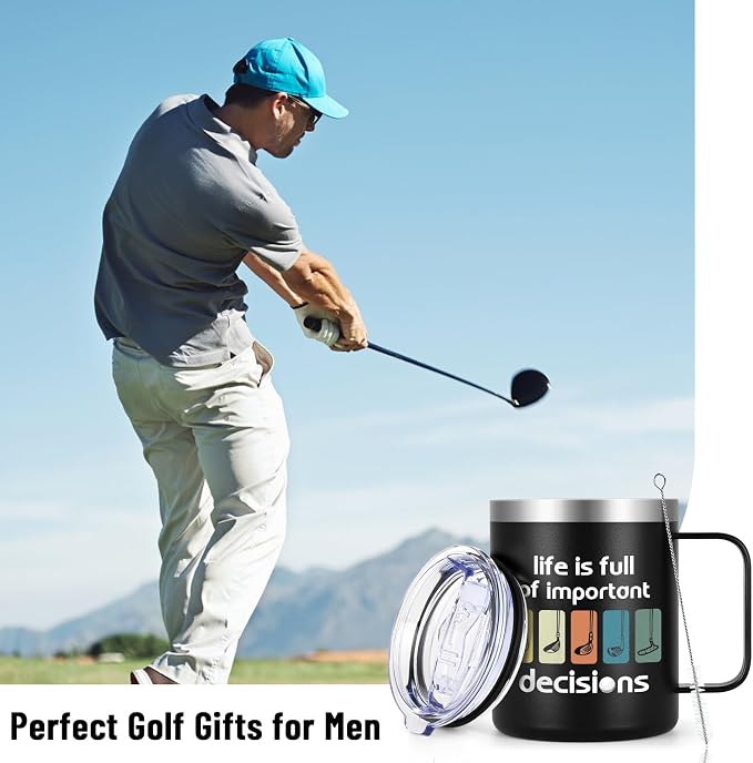 Lifecapido Golf Stainless Steel Coffee Mug, Life is Full of Important Decisions - Image 3