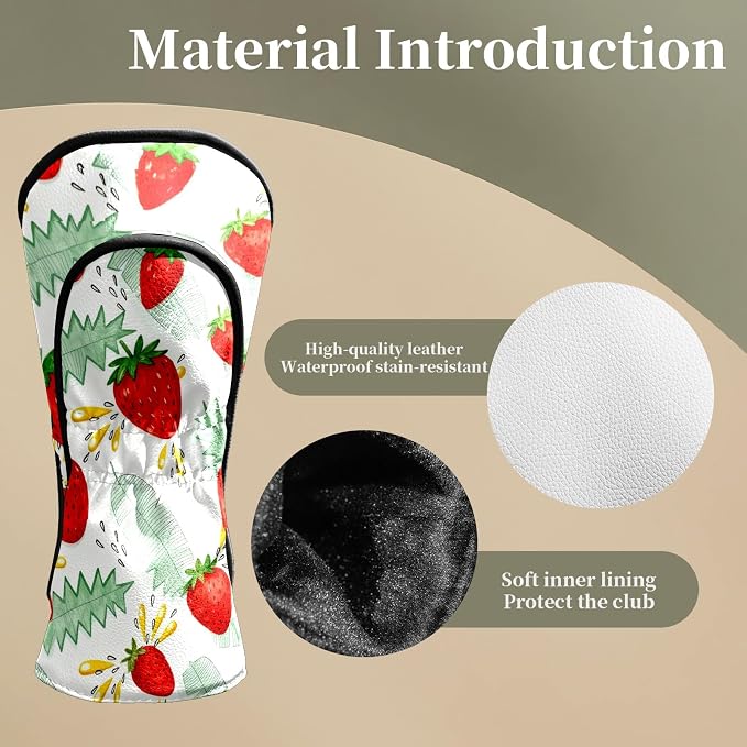 Premium Leather Golf Club Headcovers, Mango Pattern Fits Driver Hybrid Fairway - Image 4