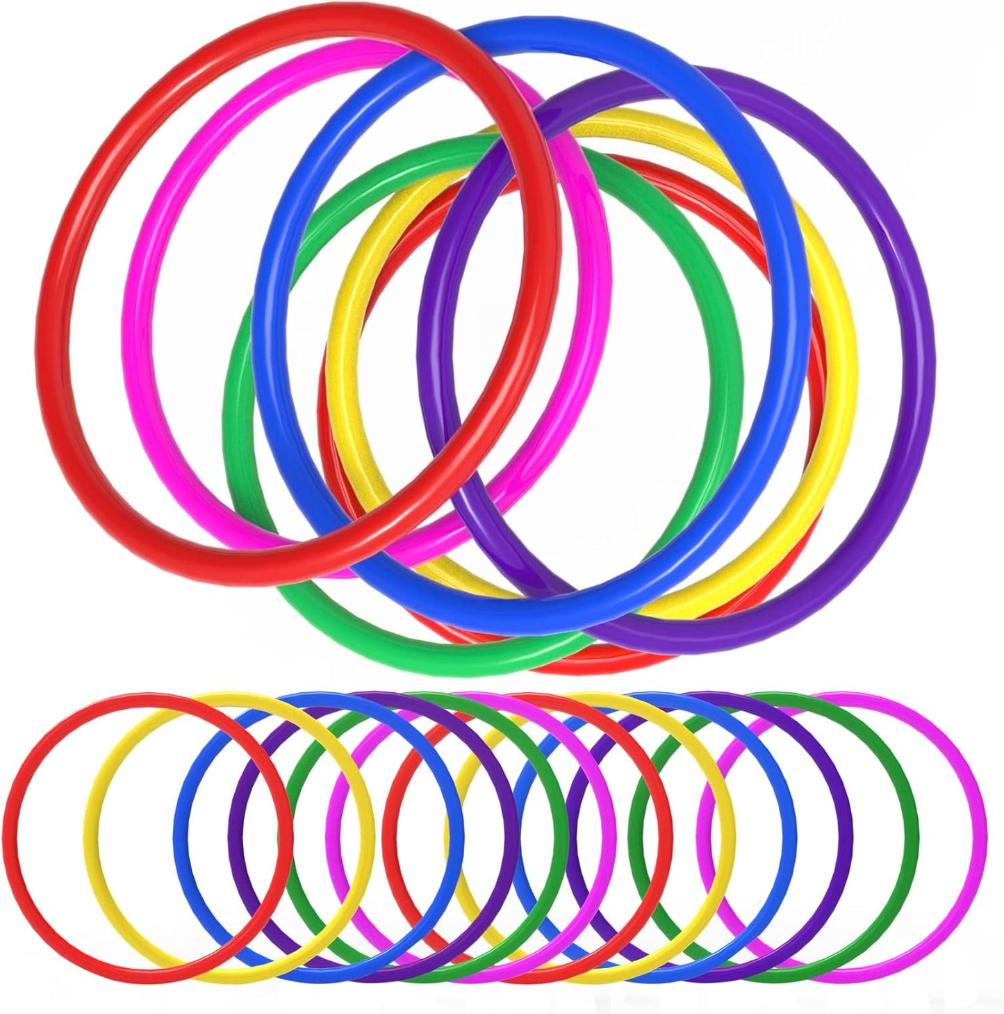 24 PCS Plastic Toss Rings,Ring Toss Game for Kids,Outdoor Toss Rings for Speed and Agility Practice Training Games,Multicolor Training Rings Carnival Rings Garden Backyard Outdoor Games (5 inch)