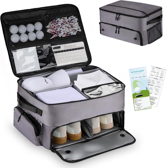 Golf Trunk Organizer, Golf Accessories for Men/Women to Storage Stuff and Gear, Cool Gifts for Golfers, Dad, Him/Her, Birthday or Father’s Day