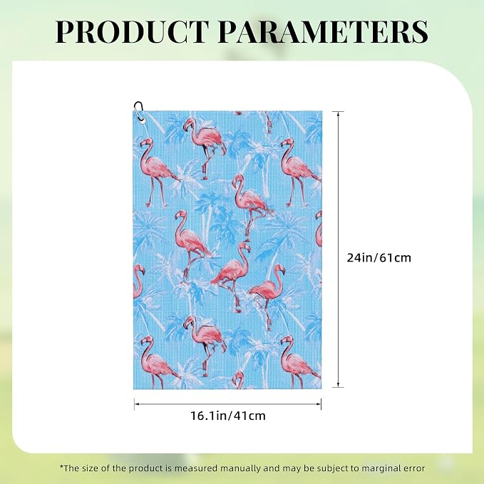 Blue Flamingo Golf Towel with Carabiner Clip 24"x16" Funny Ladies Golf Towels - Image 4