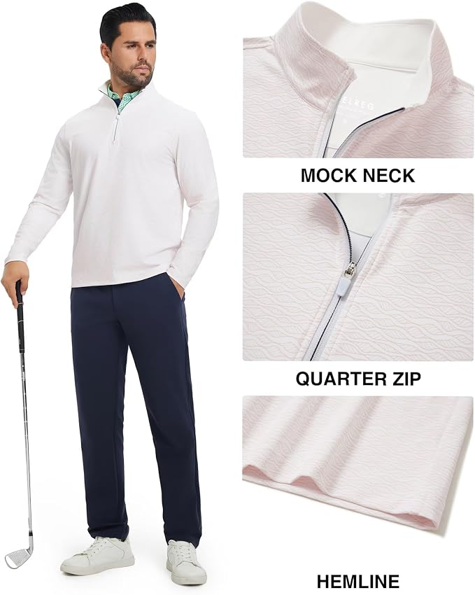 M MAELREG Quarter Zip Golf Pullover Men Dry Fit Long Sleeve Performance Wicking - Image 3