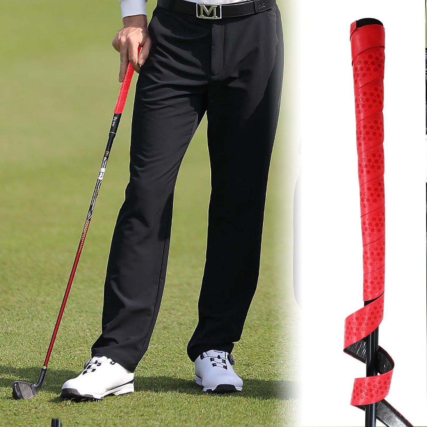 2 Pack Golf Grip Wrapping Tape, Quick Replacement with New Grip, Red Wrapped Golf Grip Strap for Golf Club Grips