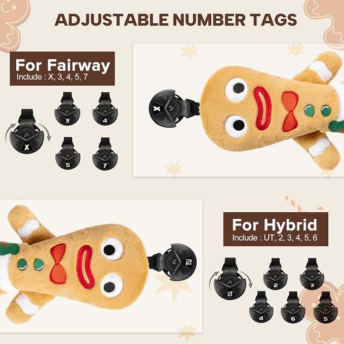 Golf Club Head Covers, Plush Gingerbread Man Golf Driver Covers Fairway Wood - Image 6
