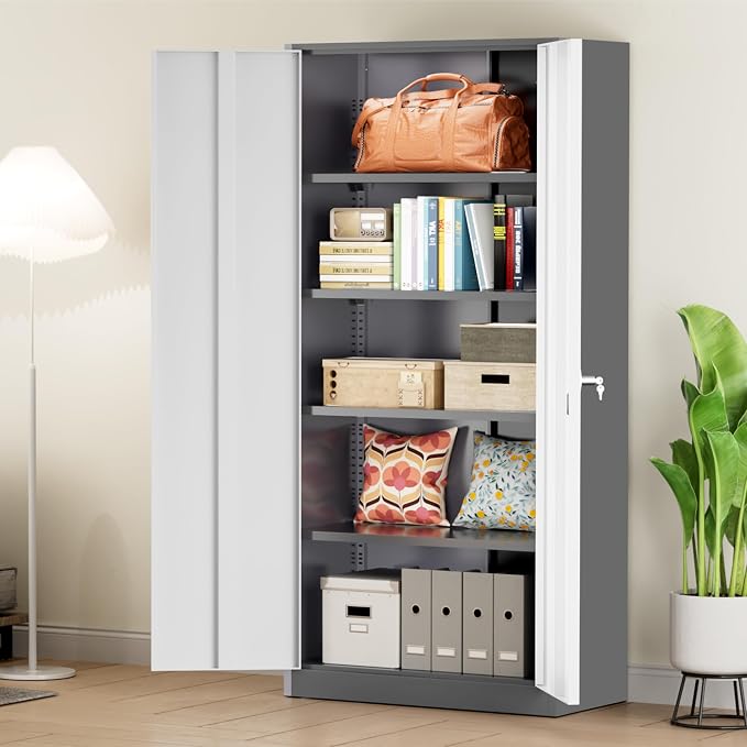 Greenvelly Metal Garage Storage Cabinet, 72” Steel Locking Storage Cabinet - Image 7