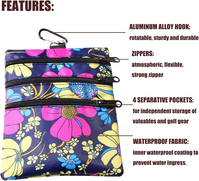 Golf valuables Pouch, Zipper Golf Ball Bag - Image 3