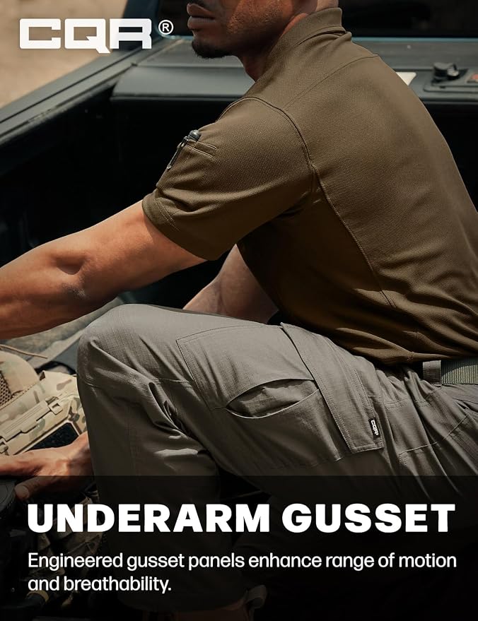 CQR Men's Polo Shirts, Tactical Short Sleeve Golf Performance Shirts, - Image 5