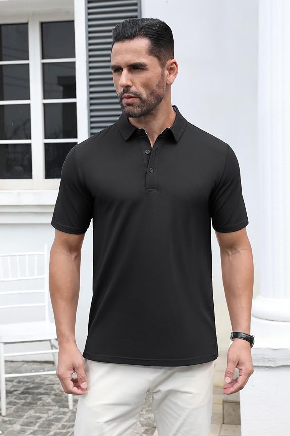 MAGCOMSEN Men's Polo Shirts Short Sleeve Cotton Pique 3 Button Classic Fit - Image 4
