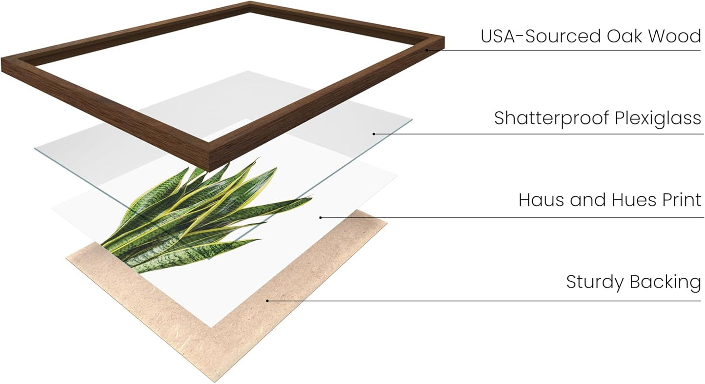 HAUS AND HUES Plant Wall Art - Set of 4 Plant Pictures and Green Wall Art Collection, Botanical Prints, Sage Green Leaves Paintings For Wall, Minimalist Poster (Walnut Frame, 11x14)