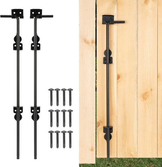 36" Cane Bolt Heavy-Duty Drop Rod for Gate, Gate Ground Latch for Wooden Fences Metal Gates Doors, Metal Gates Doors Stopper for Gate Ground, Wrought Iron Gate Latches, Black Finish(2 Pack)
