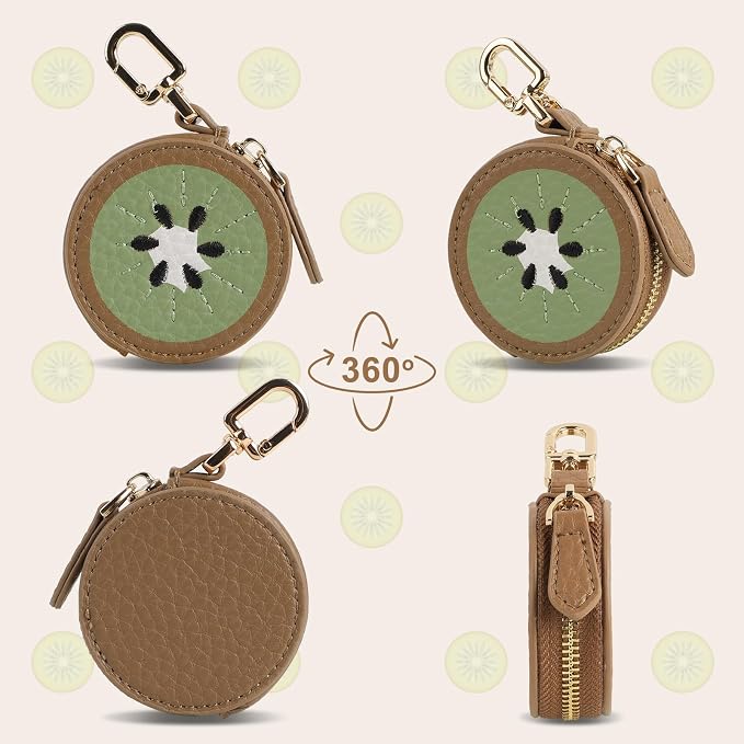 XSUIOY Orange Fruit Coin Purse Keychain Bag Charm, Mini Leather Coin Purse & - Image 6