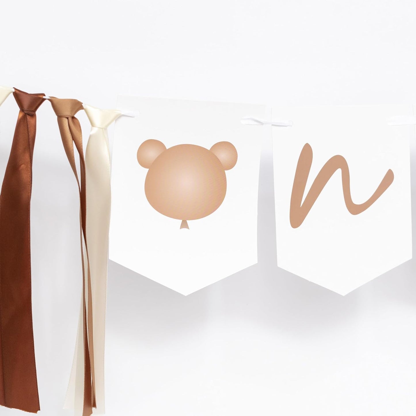 1 Year Old Birthday Banner - Baby Bear First Birthday High Chair Banner,Brown First Birthday Party Decorations,Bear First Birthday Party Supplies,Photo Prop for Baby (Bear theme banner brown)