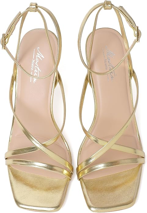 Mostrin Strappy Heels for Women Square Open Toe Lace Up Heeled Sandals Ankle - Image 8