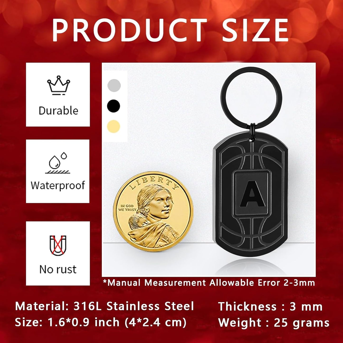 Initial Keychain Gifts for Men,Basketball Dog Tag Mens Keychains for Men Him Dad