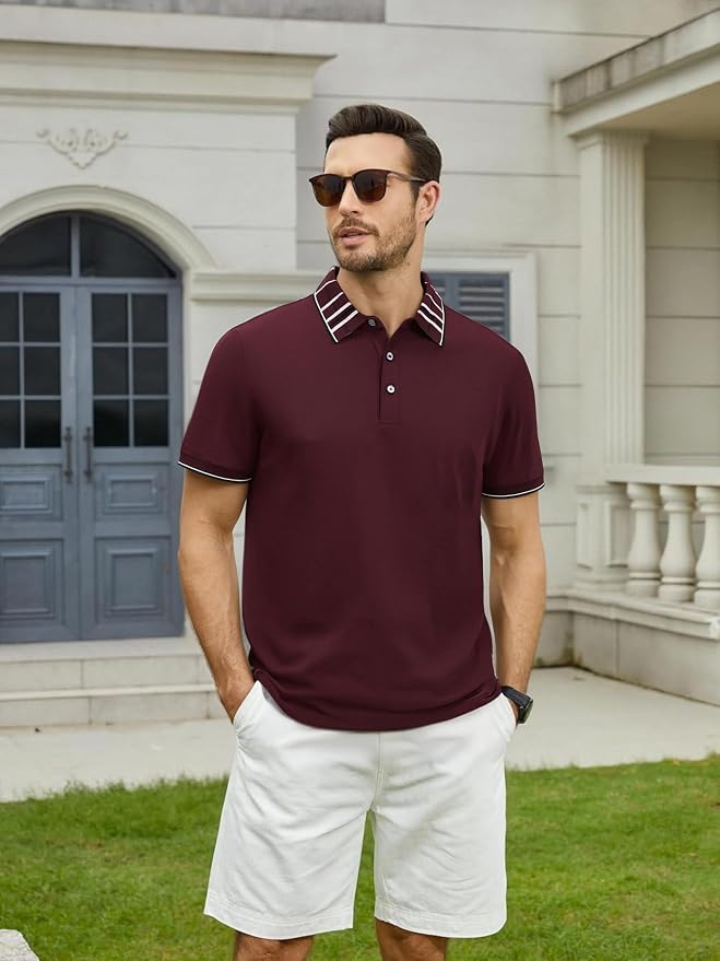Alex Vando Mens Golf Shirts Moisture Wicking Quick-Dry Short Sleeve Fashion - Image 3