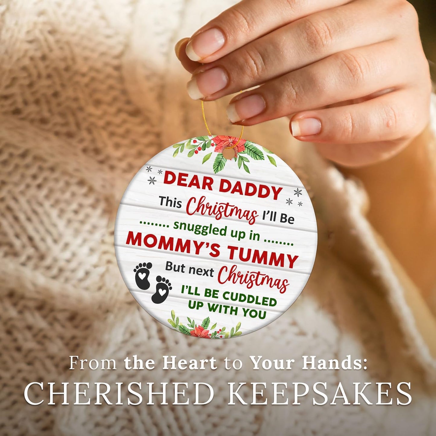 HEXMOZ First Time Dad Gifts - New Dad Gifts - Bumps First Christmas Ornament - Pregnancy Announcement for Husband, Daddy to Be, Soon to Be, 1st Time Daddy Gift - Expecting Baby on The Way