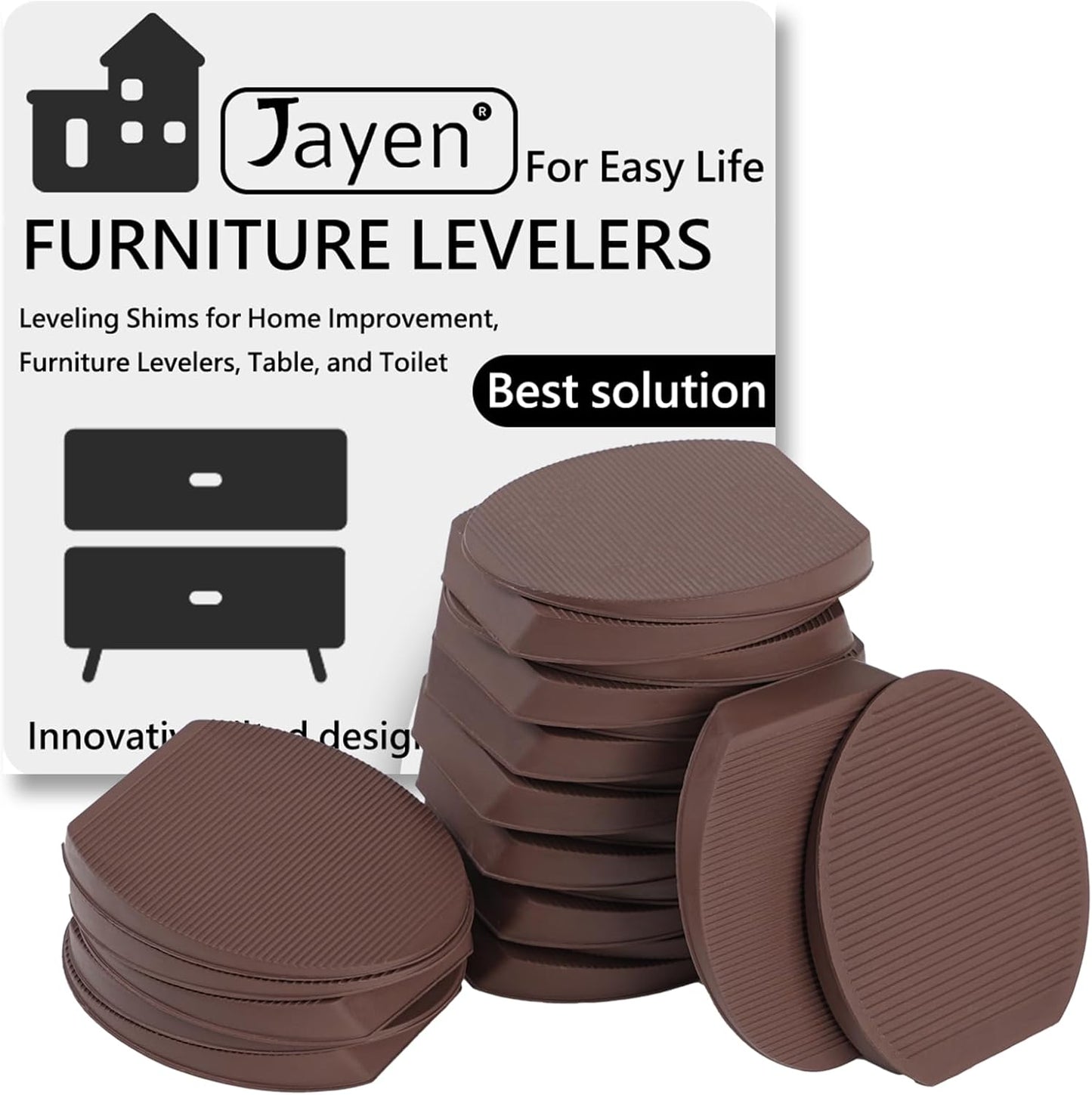 Jayen Rubber Shims 20 Pack – Non-Slip Furniture Levelers & Stackable Wedges for Tables, Toilets, Appliances & More – DIY Home Improvement, Blown