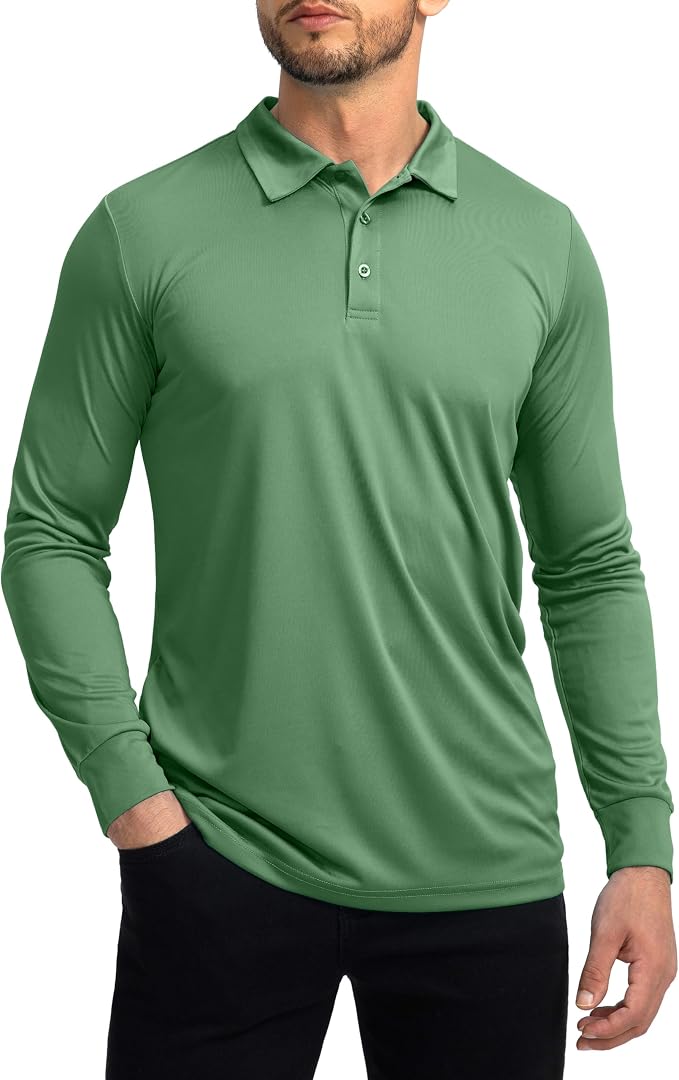 Men's Polo Shirt Long Sleeve Golf Shirts Lightweight UPF 50+ Sun Protection by GGradual