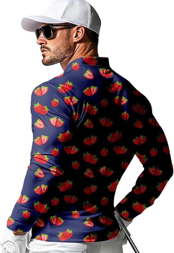 Men's Long Sleeve Golf Shirt Quick Dry 3 Button Work Fishing Outdoor Casual - Image 2