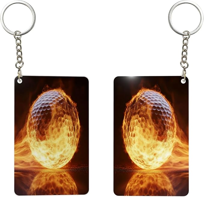 Astronaut Playing Golf Keychains Rectangular Acrylic Keychain Daily Key Ring - Image 2