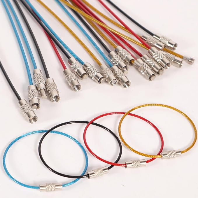 20pcs Stainless Steel Wire Keychains Aircraft Cable Cable Key Ring - Image 6