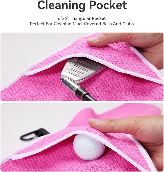 Magnetic Golf Towel with Clip and Cleaning Pocket -Ideal - Image 4