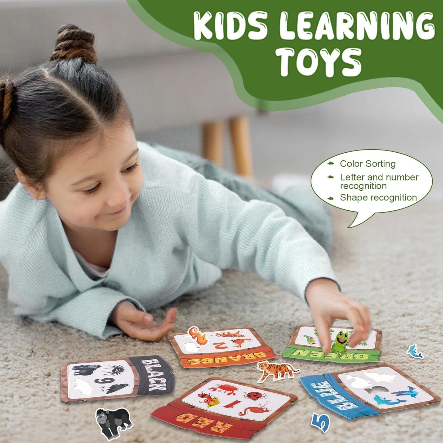 10Pcs Magnetic Color Sorting Set 60 Fridge Magnets for Kids, Cute Animal Refrigerator Magnets for Kids Early Education Color Sorting Shape Matching