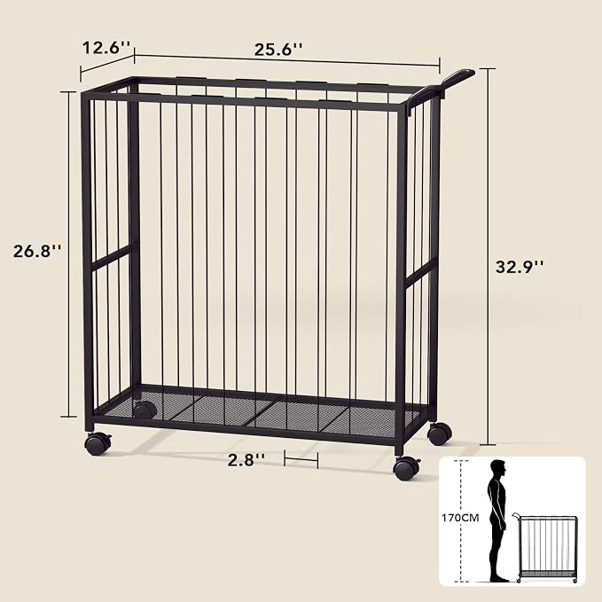 Ball Storage Bin Rolling Sports Ball Cart, Metal Garage Organizer Sport Rack - Image 3