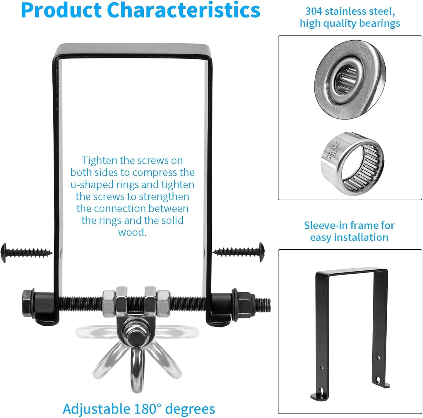 Heavy Duty Swing Hangers, Wooden 180° Swing Set Accessories Hammock Capacity Playground Hammock Chair Rope, Sandbag Porch, Hanging Heavy Punching Bags