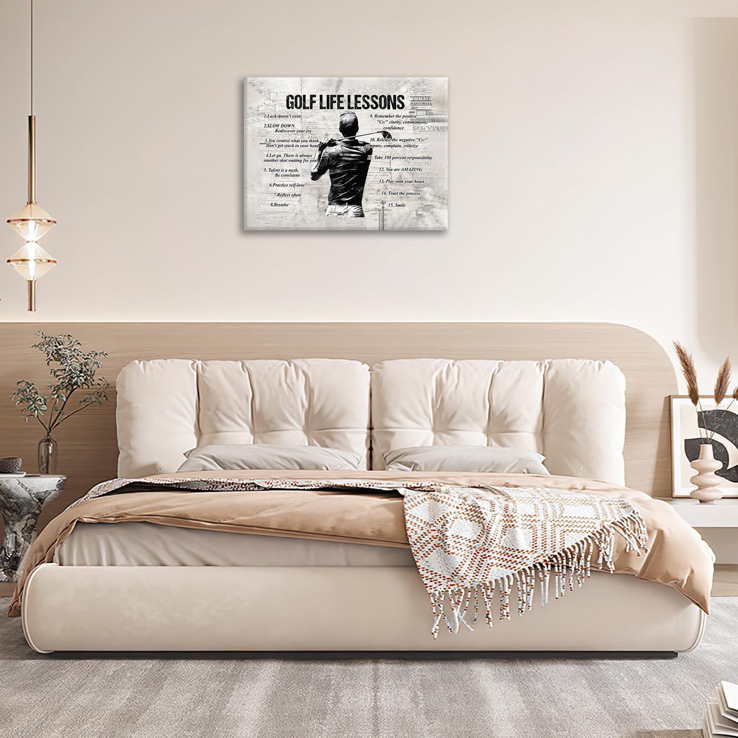 Gyeong Golf Sports Wall Art Golf Life Lessons Wall Decor Golf Sign Retro Poster Boy Men Room Motivational Decorations Canvas Print Painting Artwork for Bedroom Bathroom Living Room 24"x20"