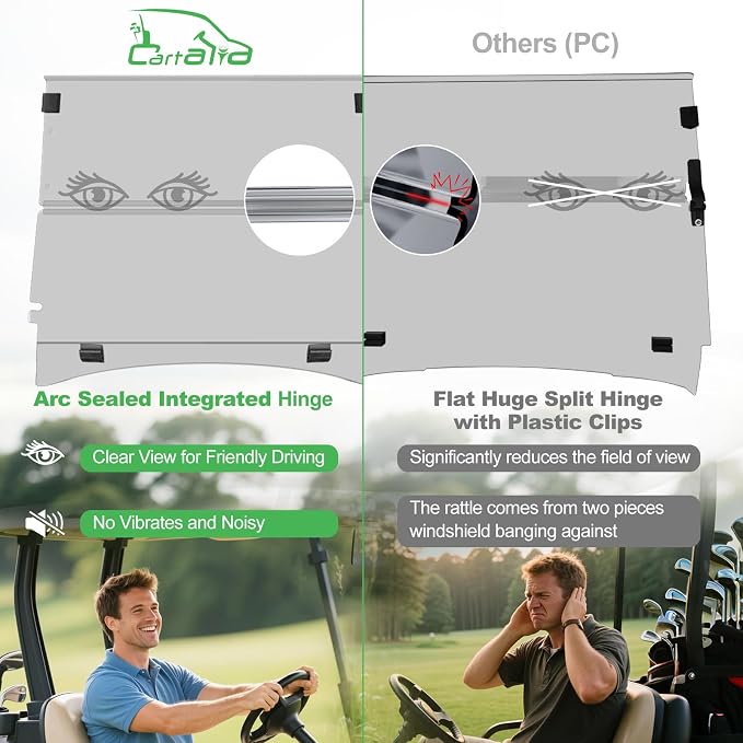 Golf Cart Foldable Windshield 3/16" Thicken Only Fits Club Car Precedent 2004+ - Image 6