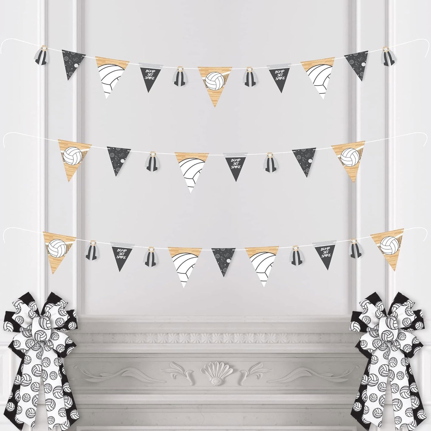 2 Rolls 2.5'' X 10 Yards Volleyball Ribbon Black and White Sports Ribbons for Crafts Gift Wrapping Sports Ball Burlap Ribbon for Wreath Bows Sport Team Birthday Party Home Decoration