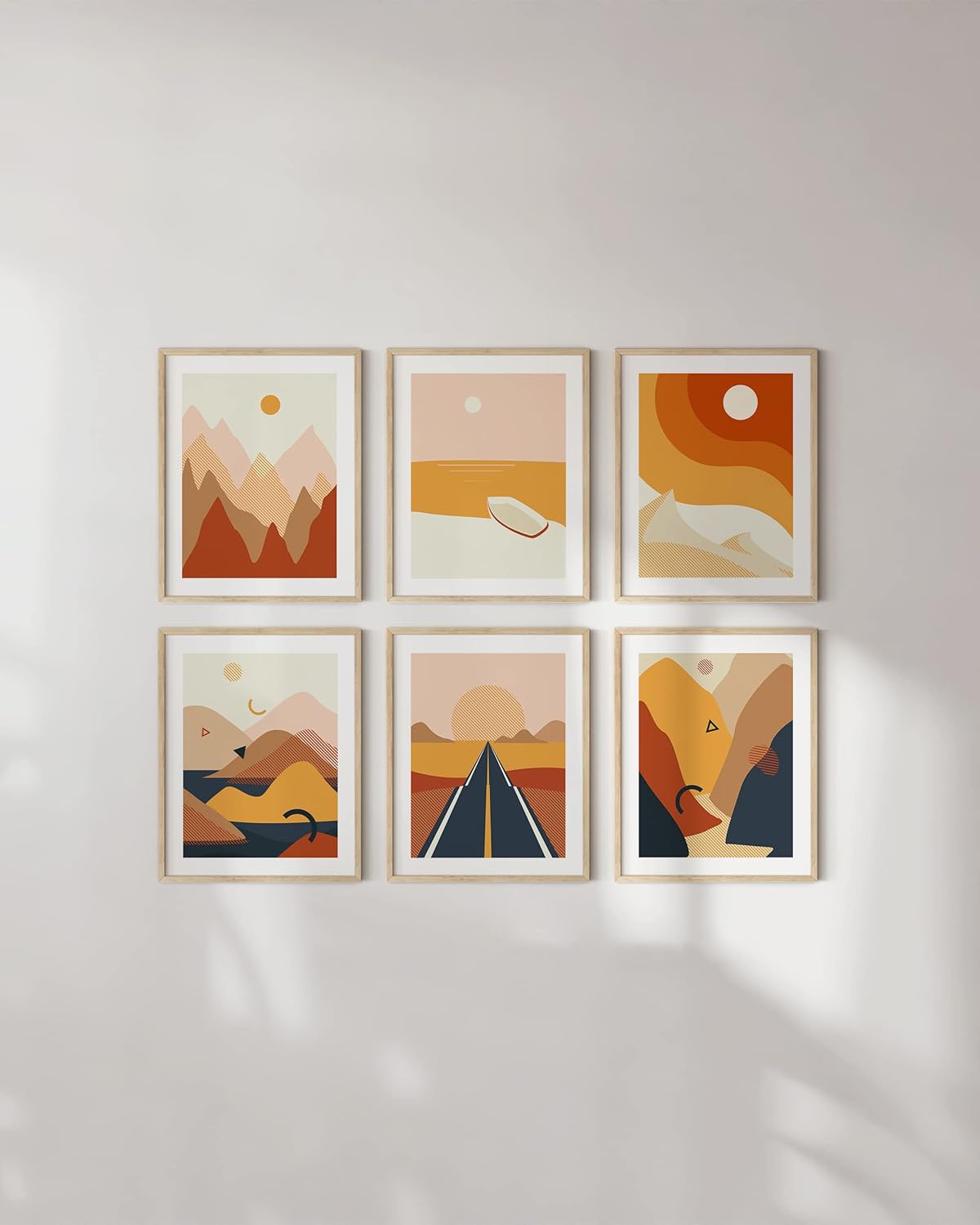 HAUS AND HUES Set of 6 Modern Aesthetic Mountain Wall Art - Abstract Minimalist Landscape Wall Art Posters (11"x14" UNFRAMED)